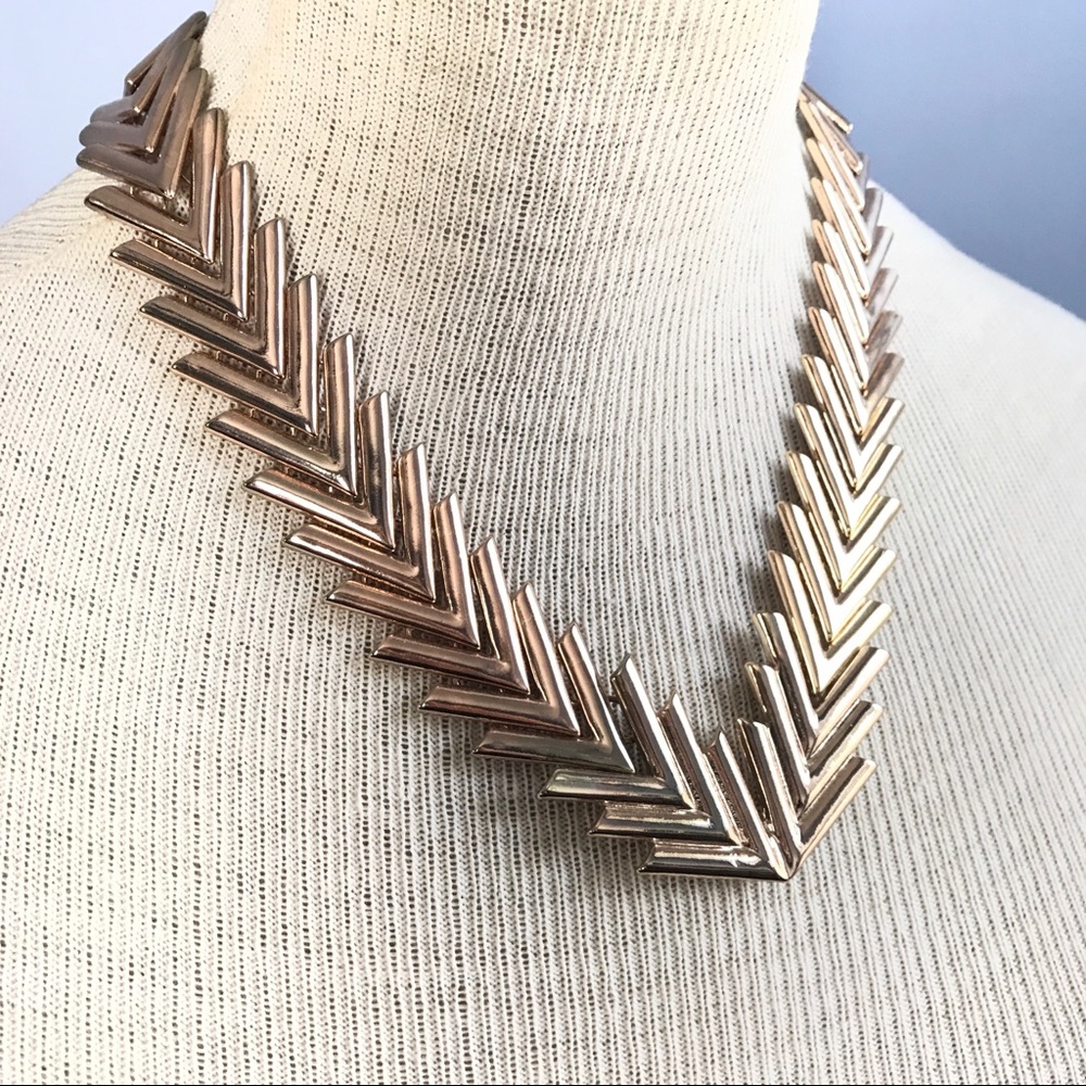 BaubleBar herringbone statement necklace NEW gold